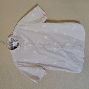 Denim and flower button up